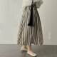 Japanese retro striped textured skirt for women 2025 spring and autumn design high waist slim drooping a-line umbrella skirt
