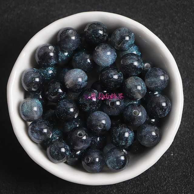 8/10mm Starry Sky Mermaid Ji straight hole round beads Handmade DIY beads loose beads bracelet mobile phone chain beads acrylic