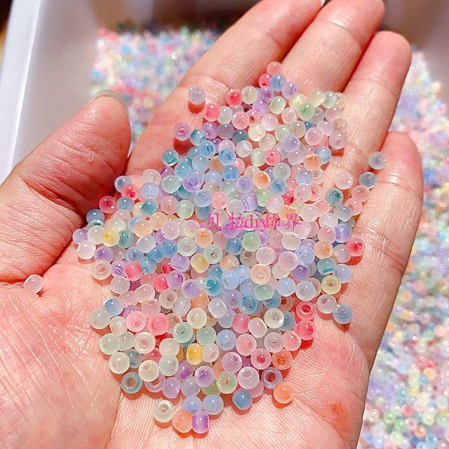 New 4mm ice-transparent jade ice-type glass rice beads Handmade DIY beads loose bead bracelet necklace accessories materials