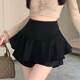 2025 spring and summer high waist slim retro plaid temperament versatile skirt large size design ruffled short skirt
