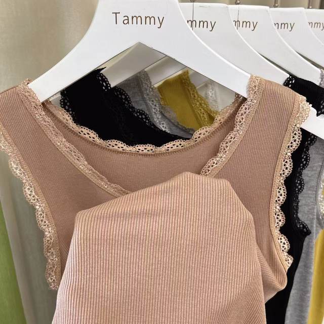 Modal 2025 spring high elastic vest for women knitted thread suspender lace edge large size slim fit inner base shirt
