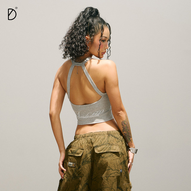 
SMILE DDD hollow halter neck vest chest pad beautiful back elastic breathable sports hot girl jazz dance suspender vest