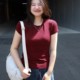 Lu Sheng women's clothing, a basic short-sleeved T-shirt that is easy to wear, round neck fitting style is soft and easy to wear