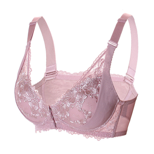 Lace sexy thin underwear front buckle no steel circle large -size bras, gathered and integrated beauty vest fat mm bra
