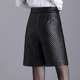Thickened five-point pants leather pants for women in autumn and winter 2024 new high-waist loose wide-leg leather shorts boot pants straight mid-leg pants