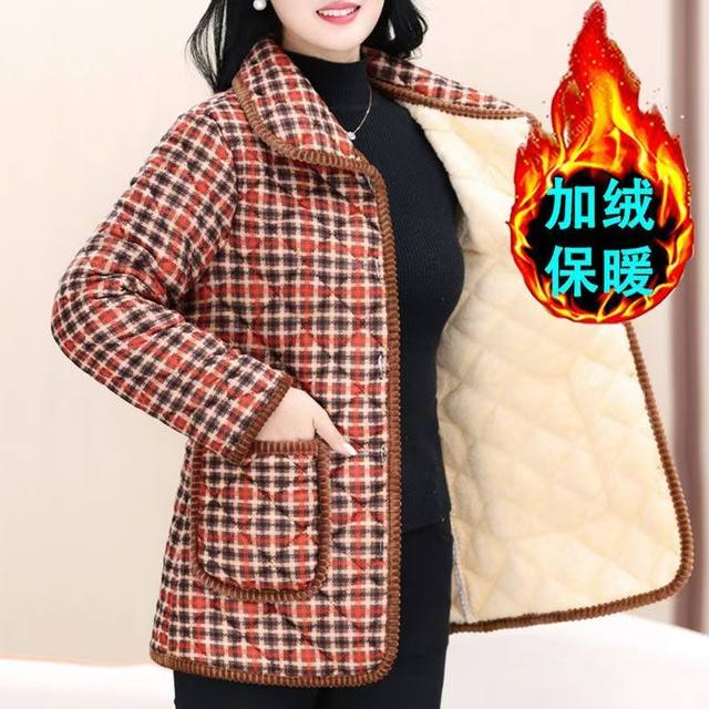 Middle-aged and elderly mothers wear floral plus velvet cotton clothes, winter clothes, long-sleeved warm cotton jackets, elderly grandmother clothes, thick cotton clothes