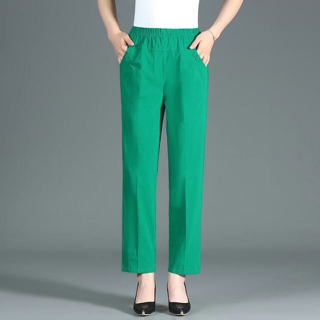 Mom's nine-point pants women's summer thin middle-aged pants women's high-waisted loose summer straight pants middle-aged women's pants