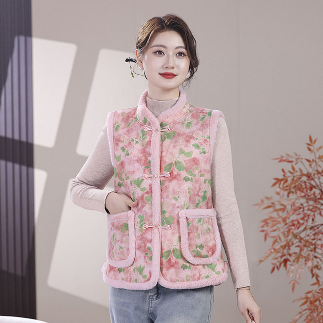 Mother's clothing plus velvet and thickened waistcoat cotton-padded coat autumn and winter new middle-aged and elderly women's clothing grandma's close-fitting vest