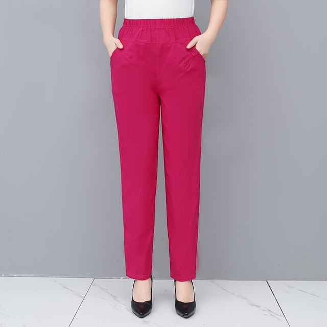 Mom's nine-point pants women's summer thin middle-aged pants women's high-waisted loose summer straight pants middle-aged women's pants