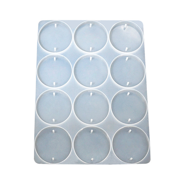 Crystal drop rubber round double hole hang tag Guka dried flower pendant silicone mold wind chime table lamp homemade handmade materials
