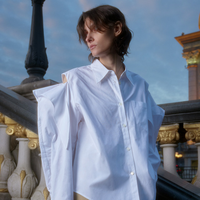 JNBY/Jiangnan cloth discount spring and summer shirt poplin loose shoulder design butterfly style casual women