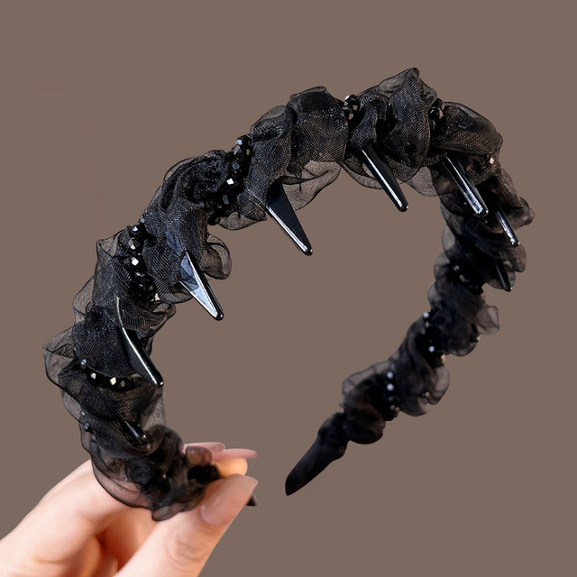 2025 new high skull top headband with teeth non-slip wavy hairpin for women with high-end and fashionable headband headwear
