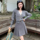 Large size fat MM black suit skirt for women in autumn and winter new pear-shaped body with hips and high waist A-line pleated skirt