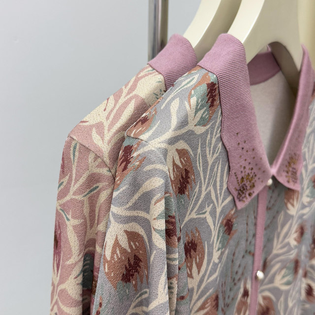 Mom's autumn clothes fashionable long-sleeved knitted top 50 years old 60 middle-aged and elderly women's spring and autumn T-shirt pull-out mother-in-law clothes