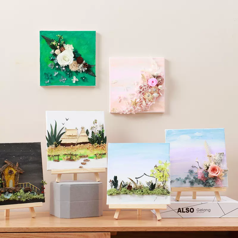 七夕diy永生花油画装饰画亲子手工制作礼物会员活动团建材料