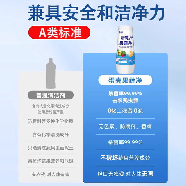 Eggshell fruit and vegetable net zero fruit cleaning powder for washing vegetables and fruits, pregnant women, mother and baby washing salt, pesticide residue cleaning agent