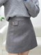 Gray high waist thin hair Model skirt women's autumn and winter A -line skirt temperament large size anti -free light skirt
