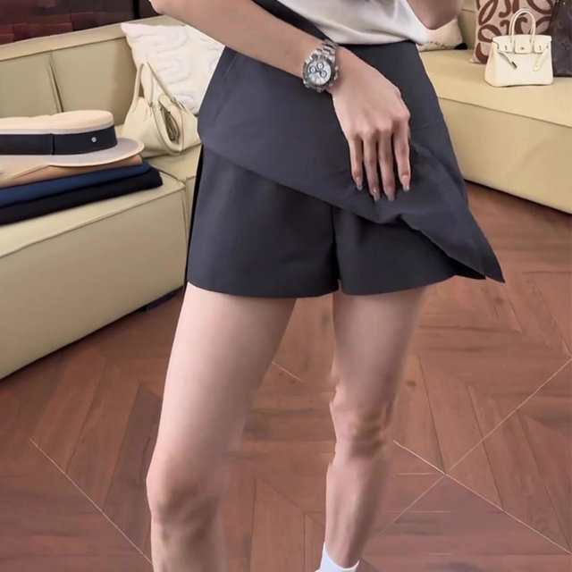 Slit skirt women's skirts, large size black casual skirts, versatile A-line skirts, small belly-covering anti-wrinkle skirts
