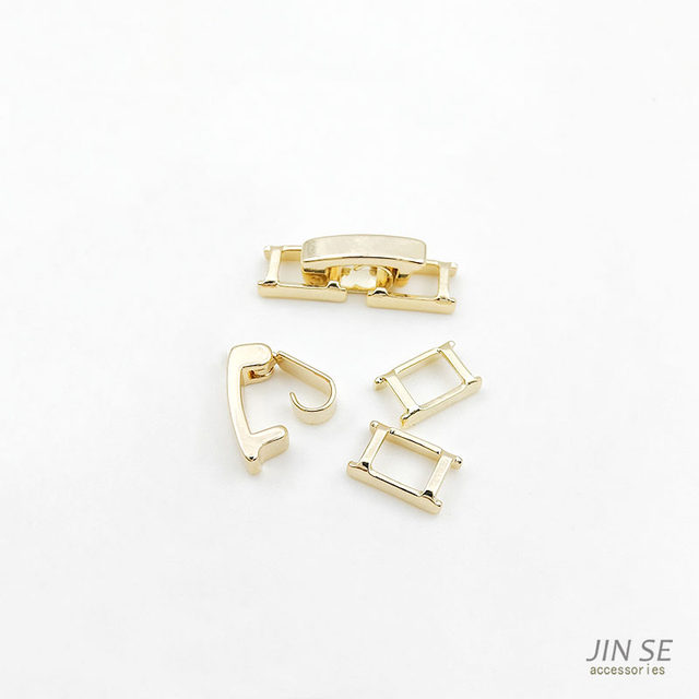 Real gold color-protecting link buckle three-piece set bracelet necklace zircon chain buckle belt buckle diy jewelry accessories