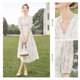 Cypress high-waist dress 2025 spring and summer new women's clothing, fresh waist-hugging and slimming mid-length V-neck tea break skirt