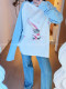 we11doneshark Song Zuer and Cecilia Cheung Pink Rainbow Love Bear Print Vagrant Sleeve Cartoon Long Sleeve T