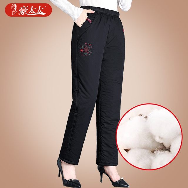Middle-aged and elderly women's winter thickened thermal pants for the elderly, high-waisted loose cotton pants for mothers, grandma's pants for outer wear