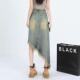 2024 new summer irregular furrowed denim skirt for women with old design versatile mid-length skirt