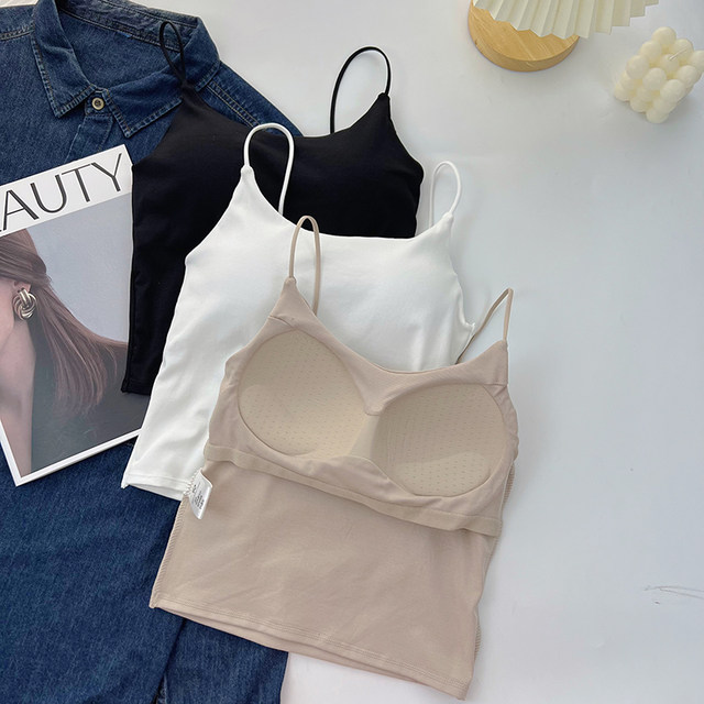 Beauty back vest with chest pads female hot girl bands in summer short inner and outer wearing open -back tops, niche design sense
