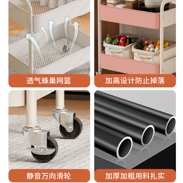 Small cart lathe nightstand movable side snack storage rack household floor-to-ceiling bedside tea table table living room