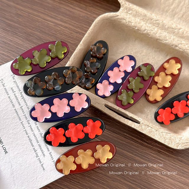 Cute colorful flower hair clip for women 2025 new high-end side forehead bangs hair clip hair clip exquisite hair accessories