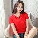 2025 summer new pure cotton embroidered V-neck short-sleeved top for women's retro ethnic style slim slim T-shirt large size