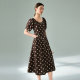 Sweet puff sleeve A-line tea skirt MOFAN 2025 summer new lady cafe and slim dress