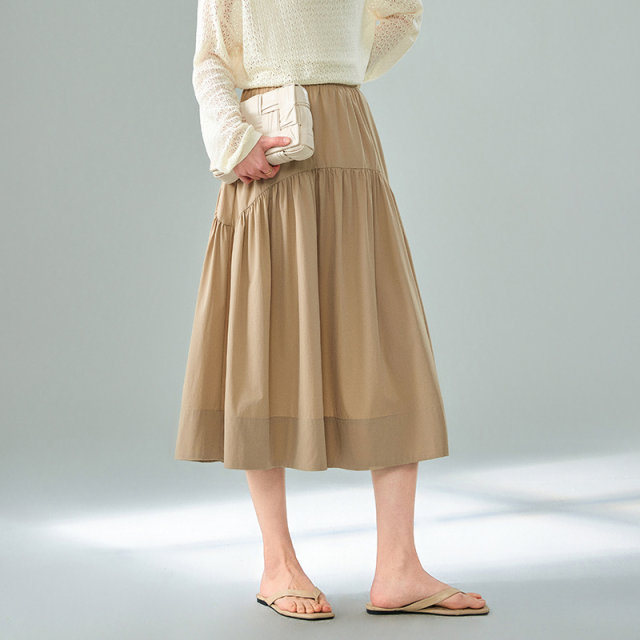 Sweet lady high waist skirt for women mid-length MOFAN 2025 summer new black slim A-line skirt