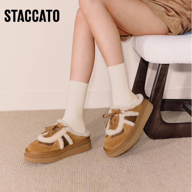Scatto 2025 new winter retro furry shoes plus velvet warm thick-soled Birkenstock shoes for women EIY10DH5