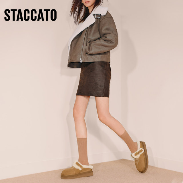 Scatto 2025 new winter retro Birkenstock shoes, warm and plush fur shoes, heightening women's shoes EIY04DH5