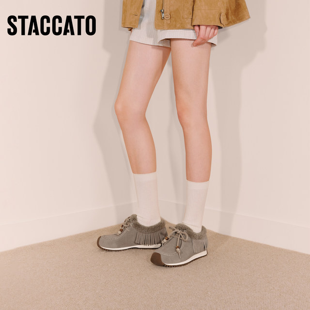 Scatto 2025 new winter retro furry shoes plus velvet warm deep-mouth shoes flat shoes women's shoes J2575DM5