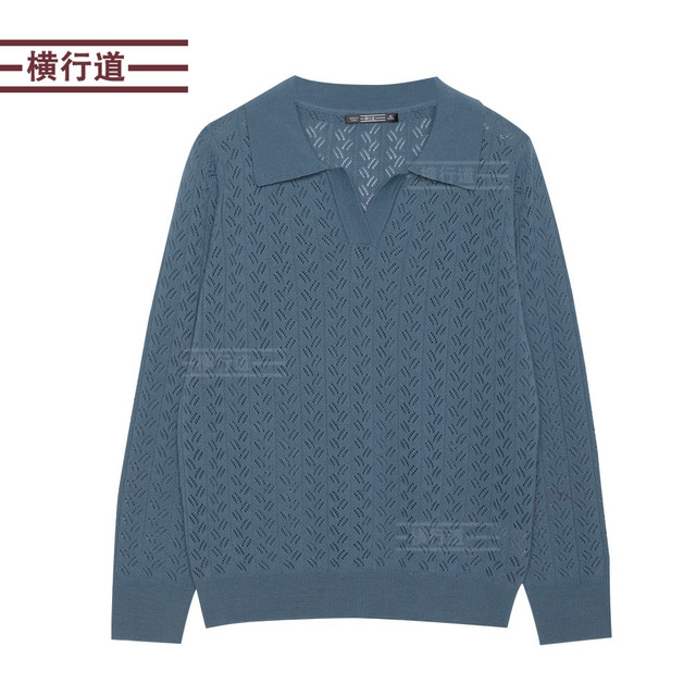 2025 autumn new style v-neck long-sleeved sweater lapel wool sweater casual loose solid color top women's bottoming