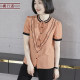 2025 summer new style simple temperament round neck contrasting bow loose short-sleeved chiffon shirt large size top for women