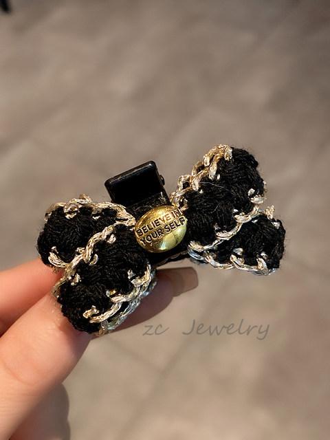 Korean style wool bow bangs clip female high-end princess clip sweet temperament 2023 new hair accessories