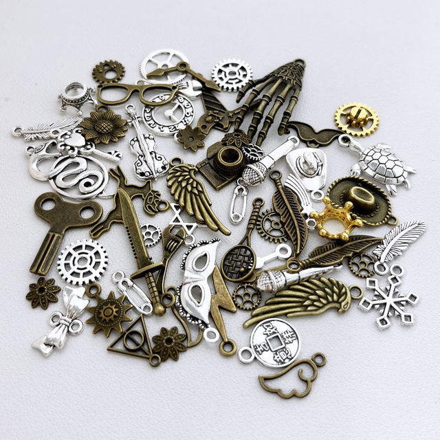 
Steampunk wooden block robot accessories screw diy creative hand work necklace pendant parent-child jewelry material