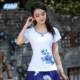New large-size women's round neck T-shirt base shirt slim-fit embroidered short-sleeved pure cotton mother top