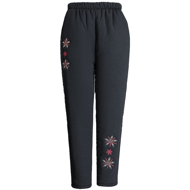 Middle -aged and elderly people in winter pants plus velvet thick lamb cashmere mother warm cotton pants female wearing loose grandma trousers