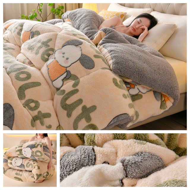 Winter quilt thickened warm quilt lamb velvet quilt core double bedding dormitory winter plus velvet quilt thick quilt