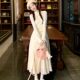 Coat, half turtleneck knitted dress for women, autumn and winter French white temperament, inner layer, thick fishtail long skirt
