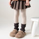 
Girls' velvet thickened autumn and winter socks spliced leggings fashionable pinstripe socks Maillard warm leggings