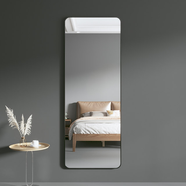 Light luxury mirror wall-mounted self-adhesive dressing mirror home bedroom wall-mounted full-length mirror without punching wall-mounted floor-standing fitting mirror