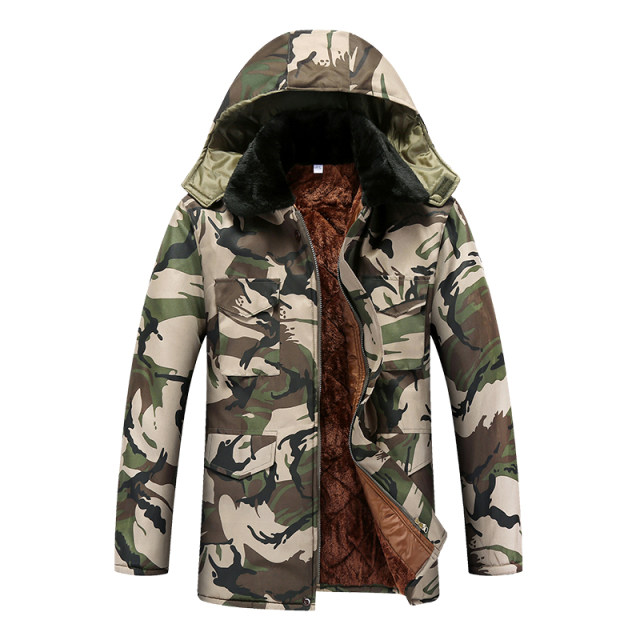 Military coat winter plus velvet thickened camouflage cotton jacket men's cotton jacket labor-insured cotton jacket cold storage cold-proof work clothes