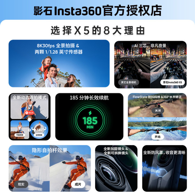Shadowstone Insta360 X5 panoramic action camera 8K HD anti-shake outdoor Vlog