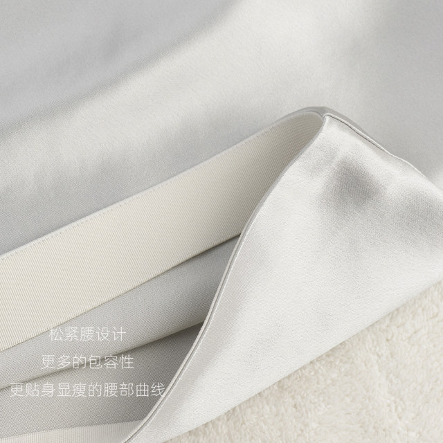 Premium color elastic waist three acetic skirt for women smoke gray short mid-length temperament commuting OL goddess umbrella skirt