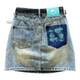 Retro contrast color pocket high waist denim skirt for women in summer embroidery design to make them look slim A-line hip-pack skirt